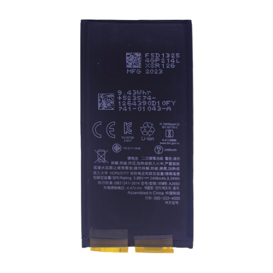 BATTERY WITHOUT FLEX FOR APPLE IPHONE 13 MINI 2406mAh BATTERY WITHOUT FLEX FOR APPLE IPHONE 13 MINI 2406mAh
